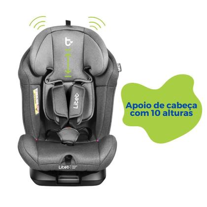 Imagem de Cadeirinha Cadeira De Bebê Para Auto Carro 0 a 36kg Isofix 360 g0/g1/g2/g3 Infantil Cinza Cinto Regulável Litet