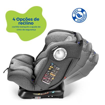 Imagem de Cadeirinha Cadeira De Bebê Para Auto Carro 0 a 36kg Isofix 360 g0/g1/g2/g3 Infantil Cinza Cinto Regulável Litet
