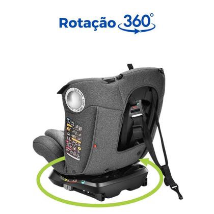 Imagem de Cadeirinha Cadeira De Bebê Para Auto Carro 0 a 36kg Isofix 360 g0/g1/g2/g3 Infantil Cinza Cinto Regulável Litet