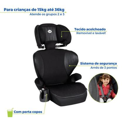 Imagem de Cadeirinha Cadeira De Bebê Para Carro Infantil Vira Assento 15 a 36kg Preta Tutti Baby