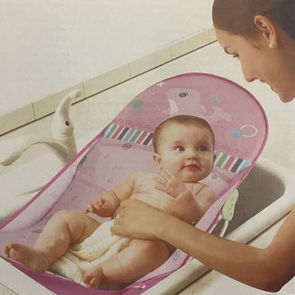 Imagem de Cadeirinha de Banho P/ Bebê Retrátil Dobrável Banheira Rosa