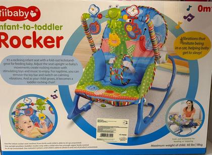 Imagem de Cadeirinha de Bebê Balanço Infantil 2 em 1 com Vibração e Música  Para Bebês e Crianças até 18kg - AZUL