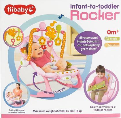Imagem de Cadeirinha de Bebê Balanço Infantil 2 em 1 com Vibração e Música  Para Bebês e Crianças até 18kg - ROSA