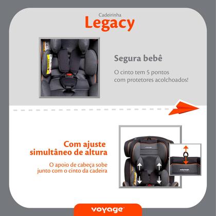 Imagem de Cadeirinha de Bebê Legacy para Auto 0 até 36kg Cinza e Preta  Voyage