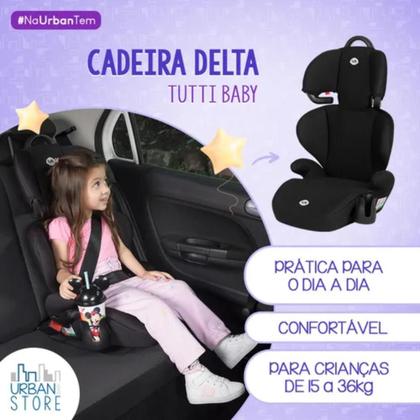 Imagem de Cadeirinha Delta Preta Cadeira Infantil P Carro Bebê e Criança 15kg a 36Kg Vira Assento de Elevação