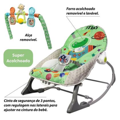 Imagem de Cadeirinha Descanso Bebe Musical Balanço Vibratória Mobile Verde