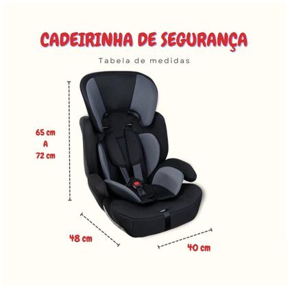 Imagem de Cadeirinha Infantil Carro 9 a 36 kg Grafite e Preto Cinto 5 Pontos Protetor Cabeça Ajustável