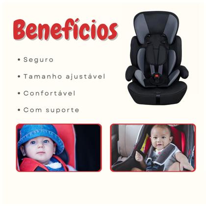 Imagem de Cadeirinha Infantil Carro 9 a 36 kg Grafite e Preto Cinto 5 Pontos Protetor Cabeça Ajustável