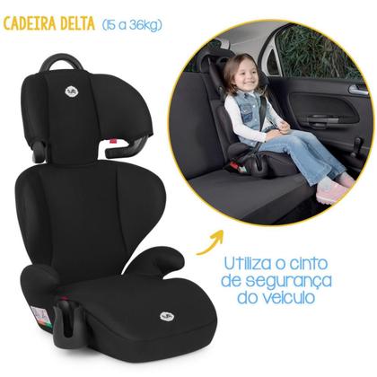 Imagem de Cadeirinha Infantil Delta 15 a 36kg com Apoio de Cabeça Ajustável Preta Tutti Baby