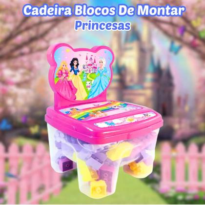 Imagem de Cadeirinha Infantil Educativa Com Blocos 24 Peças De Montar Personagens Menina Menino GGB