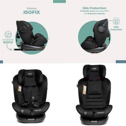 Imagem de Cadeirinha Para Auto Infanti Mundi 360 Isofix Top Tether 0 A 36kg Base Giratória 360 Reclinável Preto Cadeira Passeio Carro Booster Bebê Infantil