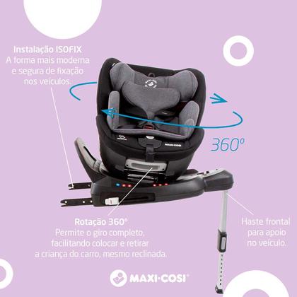 Imagem de Cadeirinha Para Auto Isofix Maxi Cosi Spinel 360 Reclinável 0-36kg Ajustável Preto Cadeira Passeio Carro Bebê Infantil Base Giratória Authentic Black