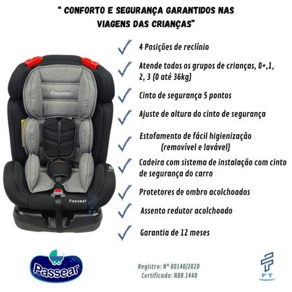 Imagem de Cadeirinha Para Carro, Cadeira Infantil Cor Cinza Reclinável