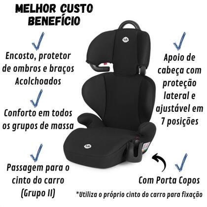 Imagem de Cadeirinha Preta Cadeira Infantil Para Carro bebê e criança