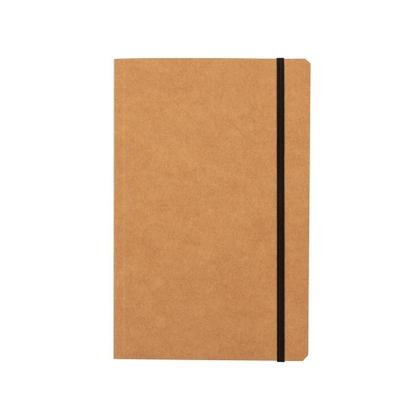 Imagem de Caderneta Tipo Moleskine Quadriculada  Capa Kraft com elástico Para Fechamento Kit 10 Unidades