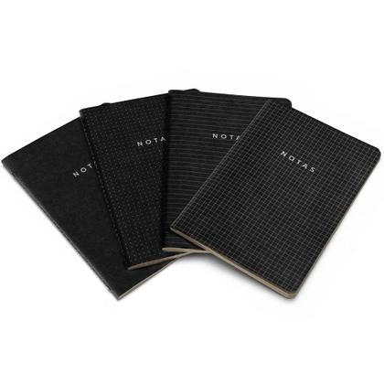 Imagem de Cadernetas Revistas Notas Mix Preto kit com 4 unidades 14x21cm Cicero
