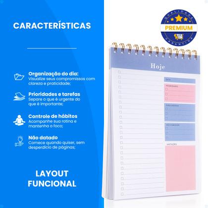 Imagem de Caderno Bloco Agenda Planner Diário 50 Folhas Com Checklist