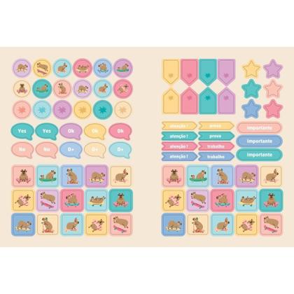 Imagem de Caderno Brochura 1/4 Capa Dura Capyvibes 80 Folhas Pacote com 5 Unidades