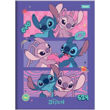 Caderno Brochura 1/4 Capa Dura STITCH 80 Folhas Pacote com 10