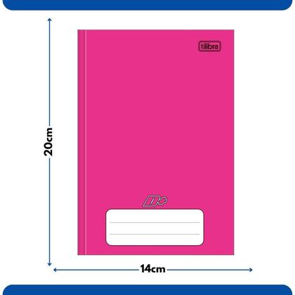 Imagem de Caderno Brochura D+ Tilibra Rosa com 96 Folhas A5 Pequeno Capa Dura com Pauta Anotações Aulas