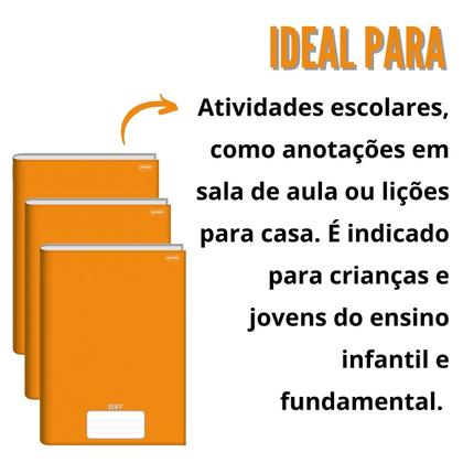 Imagem de Caderno Brochura Grande Capa Dura 96 Folhas Kit 3un Stiff Escolar Educação Infantil e Fundamental
