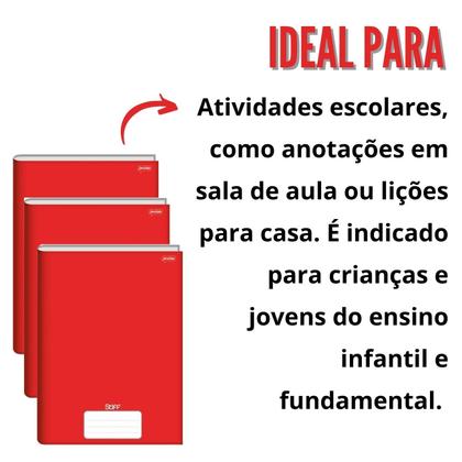 Imagem de Caderno Brochura Grande Capa Dura 96 Folhas Kit 3un Stiff Escolar Educação Infantil e Fundamental