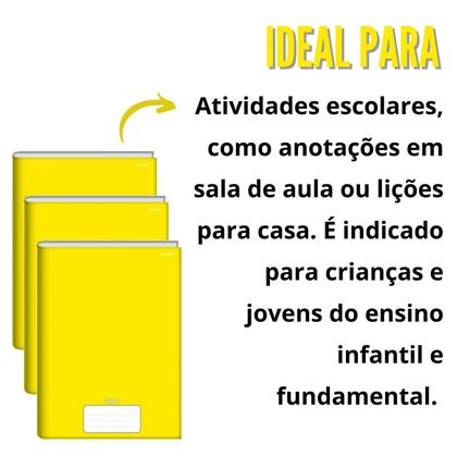 Imagem de Caderno Brochura Grande Capa Dura 96 Folhas Kit 3un Stiff Escolar Educação Infantil e Fundamental