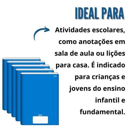 Imagem de Caderno Brochura Grande Capa Dura 96 Folhas Kit 5un Stiff Escolar Educação Infantil e Fundamental