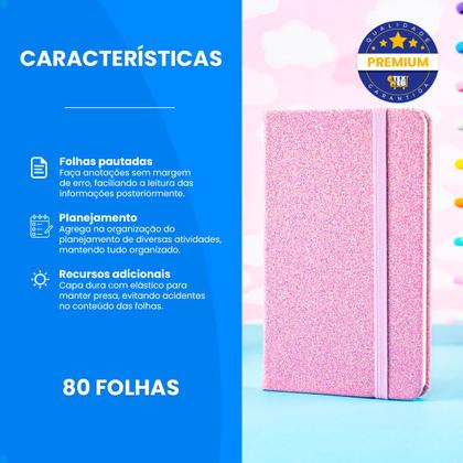 Imagem de Caderno Brochura Tamanho A6 Anotações Elástico Protege Capa