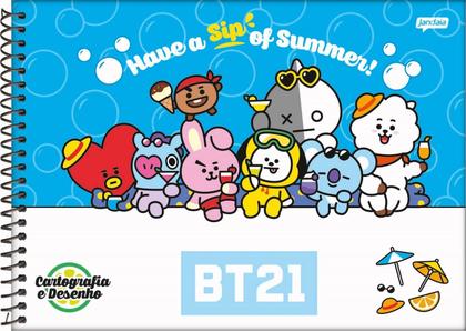 Imagem de Caderno Bt21 Bts KPop Desenho E Cartografia Bts Kpop 80 Folhas
