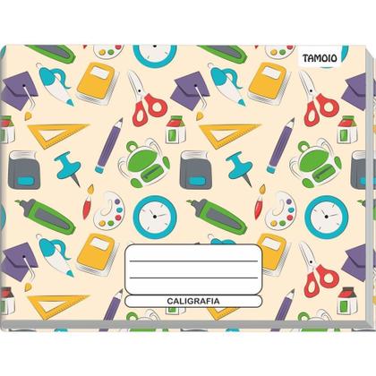 Imagem de Caderno Caligrafia Capa Dura Decorado 48 Folhas 1/4 Brochura Horizontal - Pacote com 5 - Tamoio