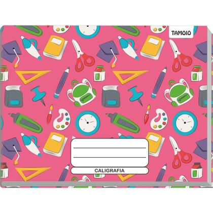 Imagem de Caderno Caligrafia Capa Dura Decorado 48 Folhas 1/4 Brochura Horizontal - Pacote com 5 - Tamoio