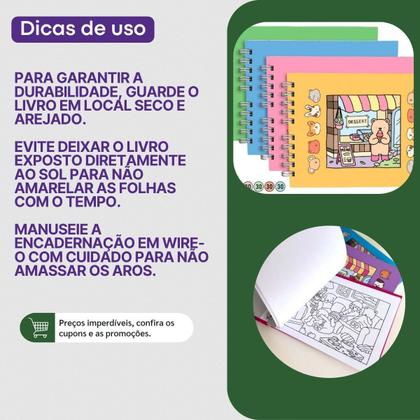 Imagem de Caderno de Desenho para Colorir Adulto Infantil 50 Folhas Anti-Stress Terapia Animais Fofos
