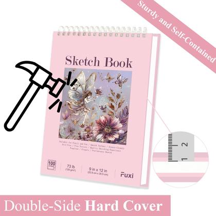 Imagem de Caderno de Esboços Fuxi 9x12cm - Bloco de Desenho Espiral com 100 Folhas