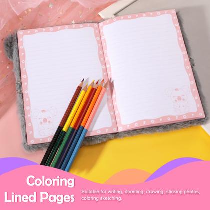 Imagem de Caderno diário YOYTOO Koala Plush com fechadura para meninas de 5 a 12 anos