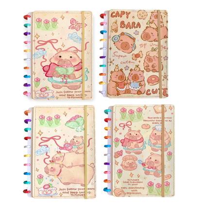 Imagem de Caderno Escolar Com Folhas Destacáveis Capa Dura Capivara Fofa Disco Inteligente Anotações Grande Colorido Papelaria Volta As Aulas Escola