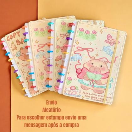 Imagem de Caderno Escolar Com Folhas Destacáveis Capa Dura Capivara Fofa Disco Inteligente Anotações Grande Colorido Papelaria Volta As Aulas Escola