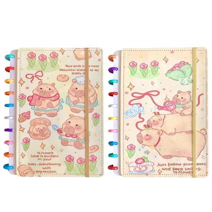 Imagem de Caderno Escolar Com Folhas Destacáveis Capa Dura Capivara Fofa Disco Inteligente Anotações Grande Colorido Papelaria Volta As Aulas Escola