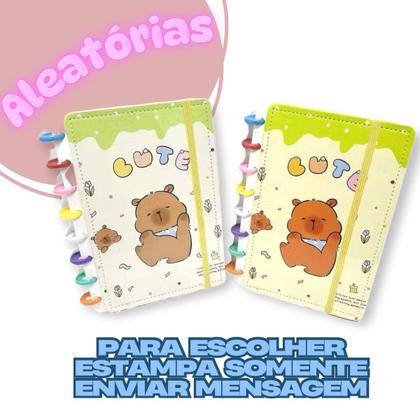 Imagem de Caderno Escolar Com Folhas Destacáveis Capa Dura Capivara Fofa Disco Inteligente Anotações Grande Colorido Papelaria Volta As Aulas Escola