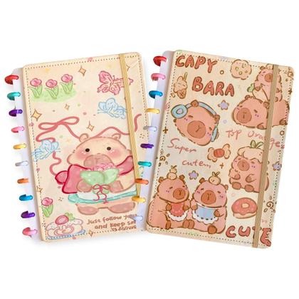 Imagem de Caderno Escolar Com Folhas Destacáveis Capa Dura Capivara Fofa Disco Inteligente Anotações Grande Colorido Papelaria Volta As Aulas Escola