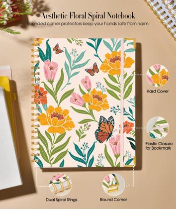 Imagem de Caderno espiral UEBZFOCS Cute Orange Floral A4 200p 100gsm