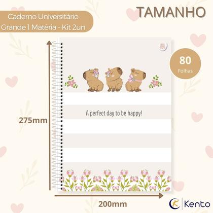 Imagem de Caderno Grande Capivara 1 Matéria Capa Dura Universitário Kit 2un + Garrafa Capivara Plasutil 970ml