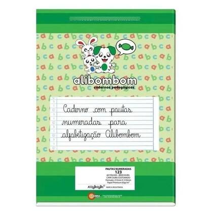 Imagem de Caderno Infantil Capa Dura 80 Folhas Alibombom Verde 123 - Máxima
