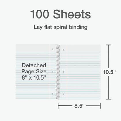 Imagem de Caderno Oxford Wide Ruled Spiral, 1 assunto, 100 páginas, pacote com 3