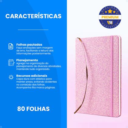 Imagem de Caderno Personalizado Pequeno Capa Dura Glitter Escolar 80f