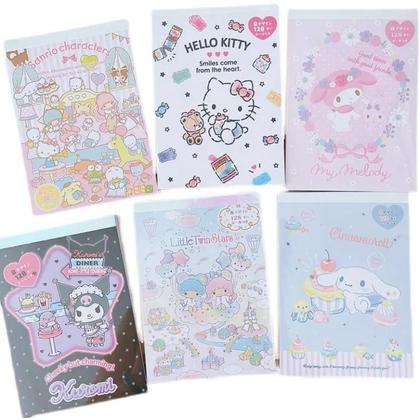 Imagem de Caderno Sanrio com Kuromi, Hello Kitty, Cinnamoroll e My Melody - Papel para Desenho e Anotações