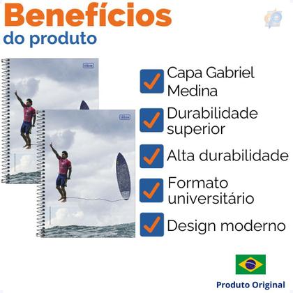 Imagem de Caderno Univ. 16x1 256 Fls Gabriel Medina - Tilibra