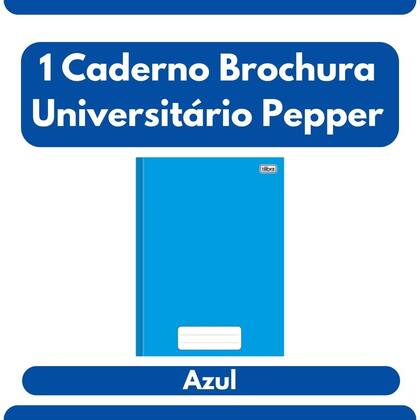 Imagem de Caderno Universitário Brochura Pepper Tilibra Azul com 80 Folhas Pautadas Capa Dura Estudante Aula