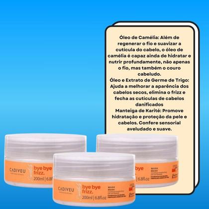 Imagem de Cadiveu Bye Bye Frizz Mask Kit 3 Máscara Capilar 200ml