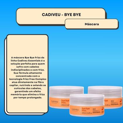 Imagem de Cadiveu Bye Bye Frizz Mask Kit 3 Máscara Capilar 200ml